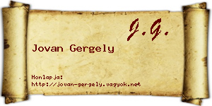 Jovan Gergely névjegykártya